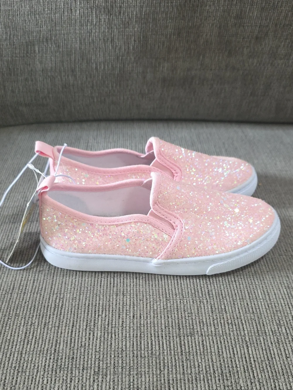 Cat & Jack Girls Pink Glitter Slip-On Madagan Shoes, NWT, Size 12.